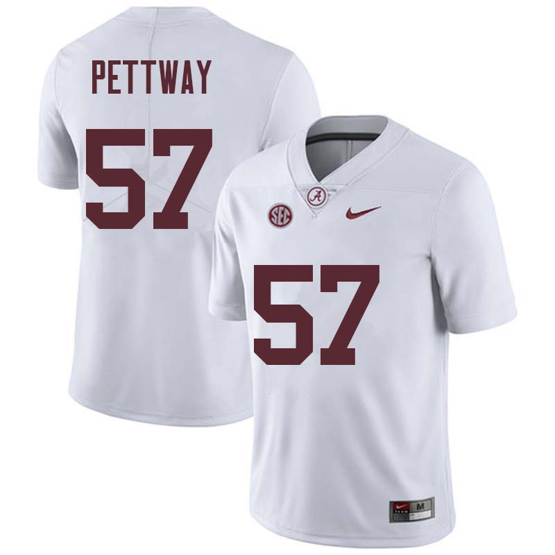 Alabama Crimson Tide Men's D.J. Pettway #57 White NCAA Nike Authentic Stitched College Football Jersey VP16D73WB